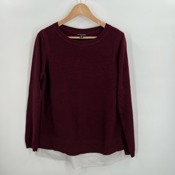 Hilary Radley Ladies 2fer Sweater Heather Wine Ladies Large - Picture 3 of 6